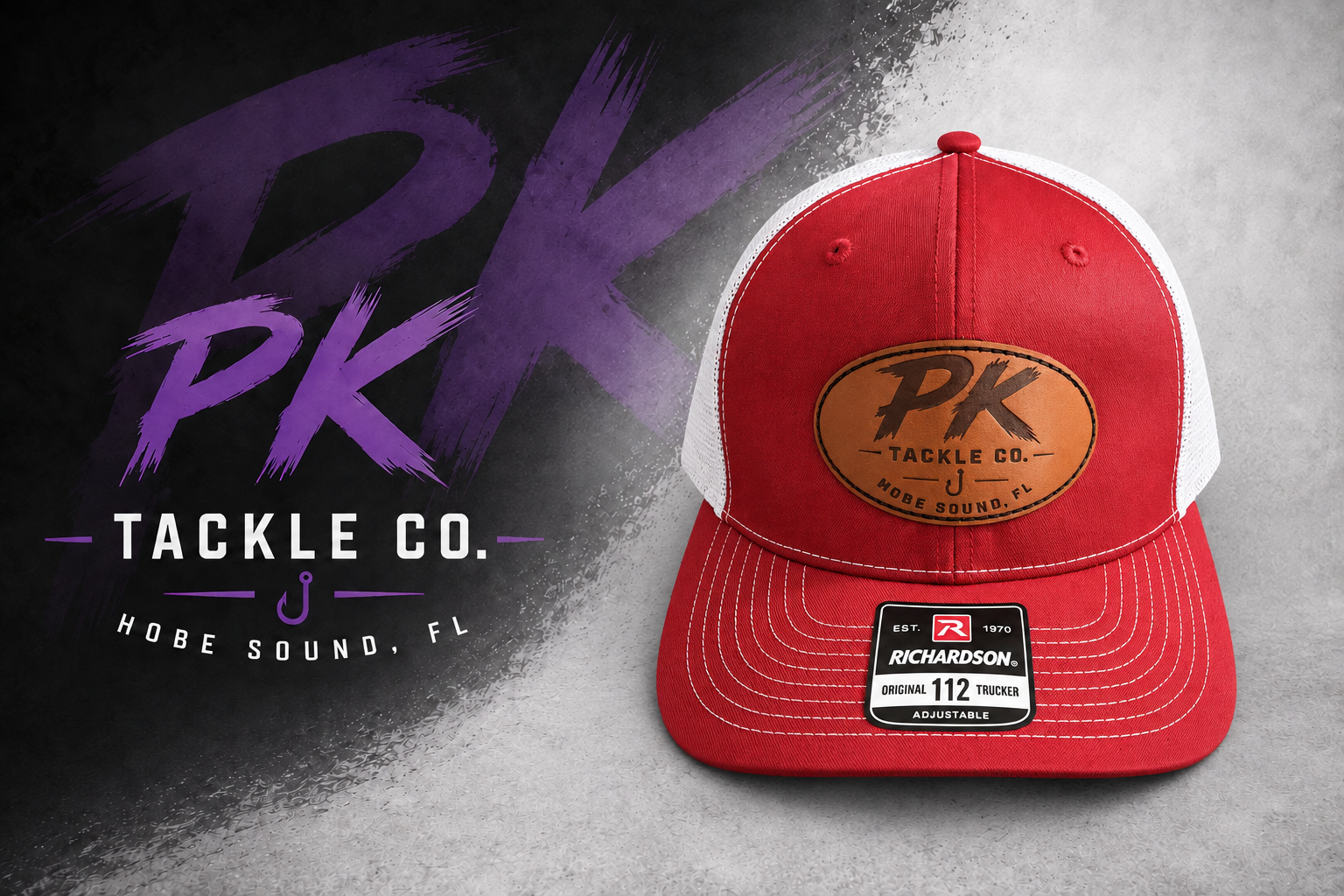 Plum Krazy Heritage Richardson 112 Leather-Patch Trucker Hat — Red / White