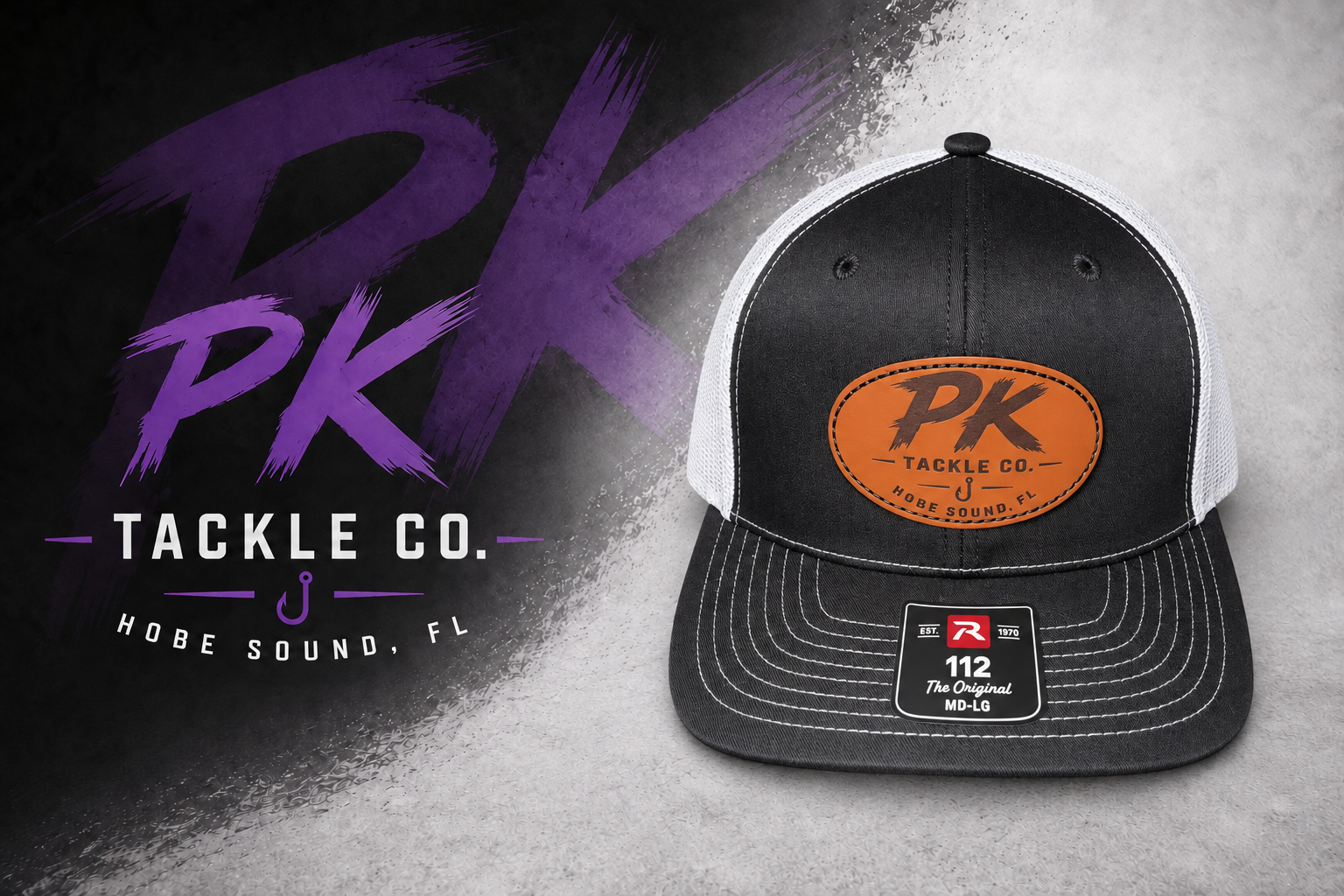 Plum Krazy Heritage Richardson 112 Leather-Patch Trucker Hat — Black / White