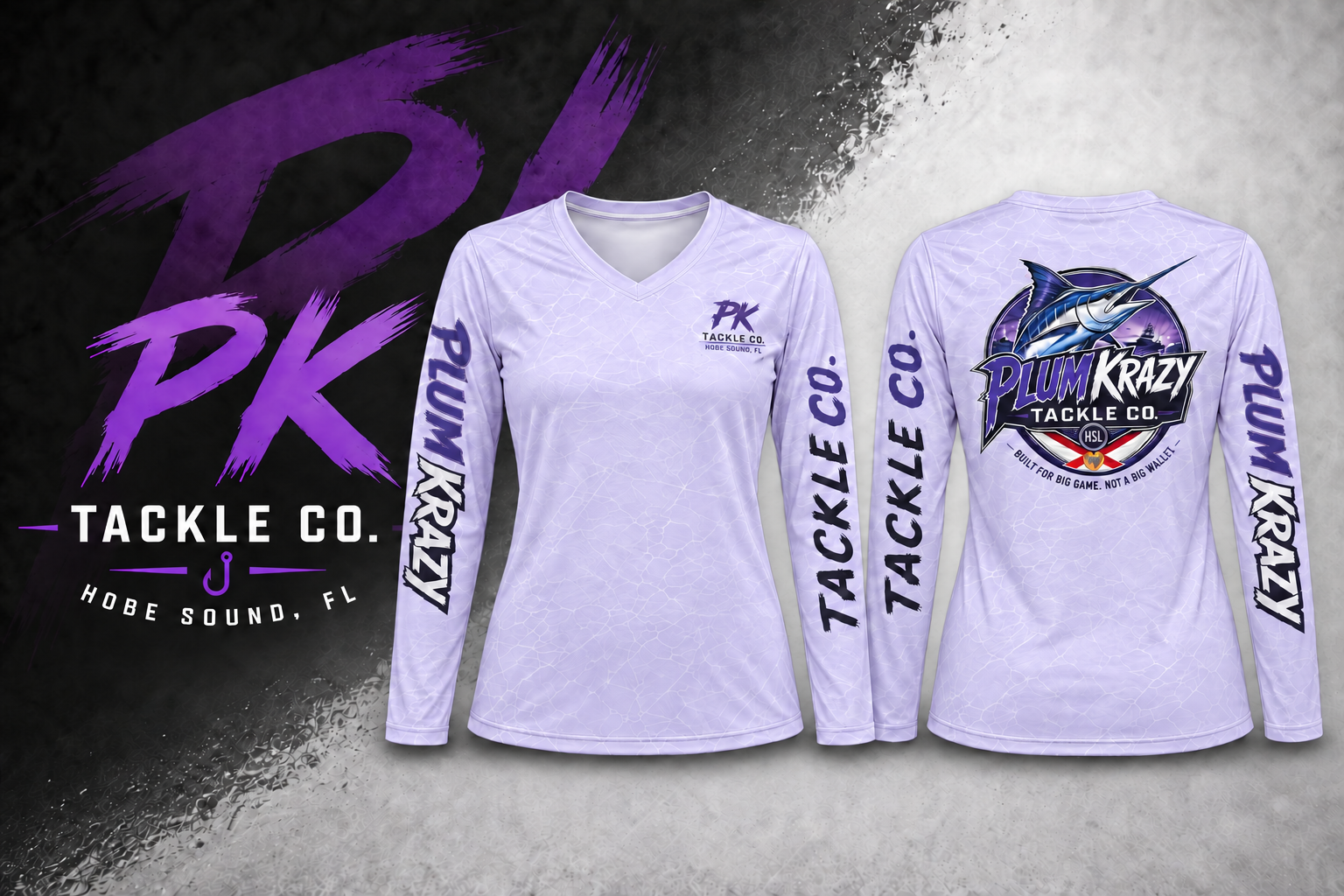 Women's V-Neck Long-Sleeve Fishing Shirt — Lavender Blue Marlin