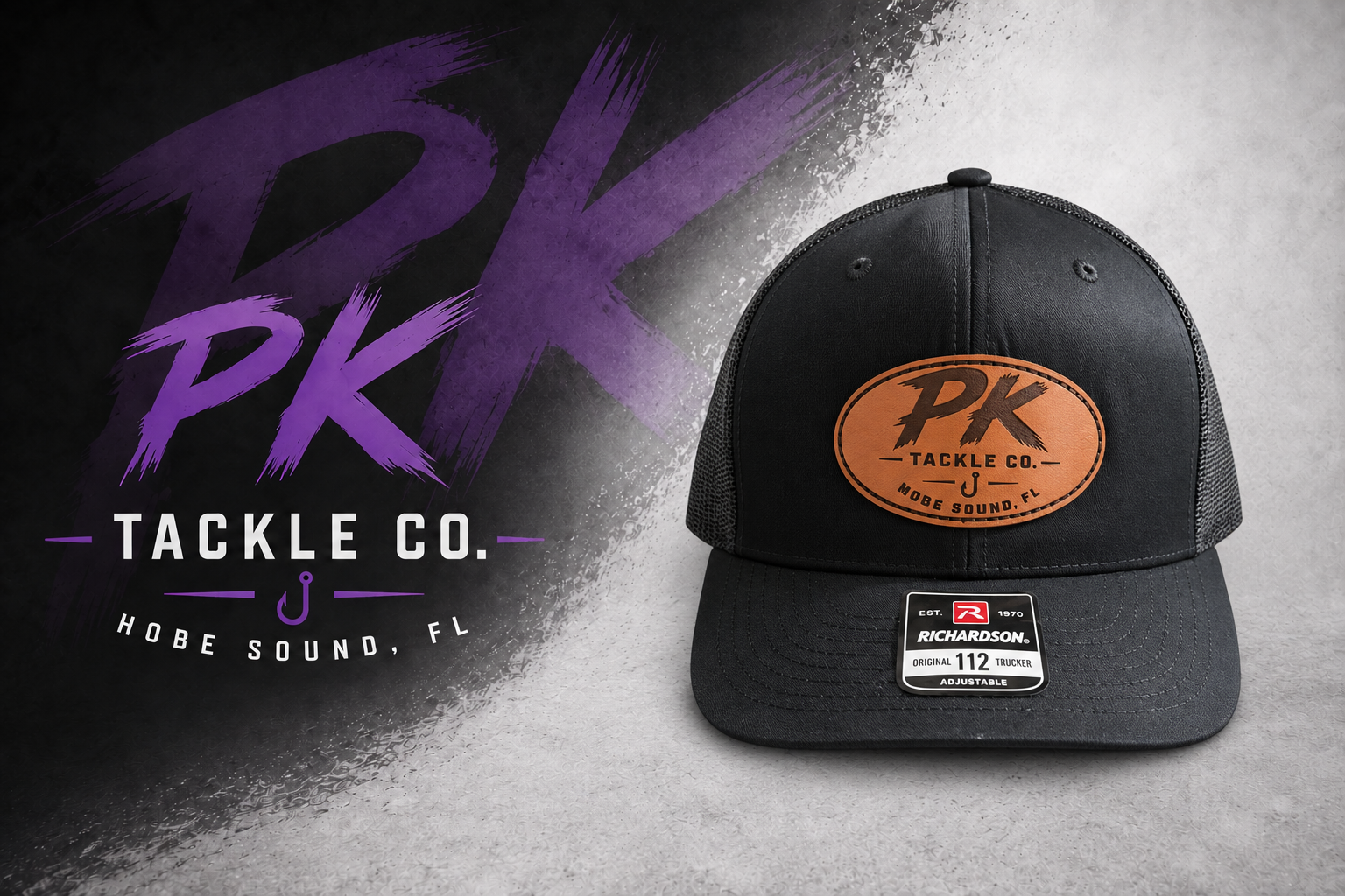 Plum Krazy Heritage Richardson 112 Leather-Patch Trucker Hat — Black / Black